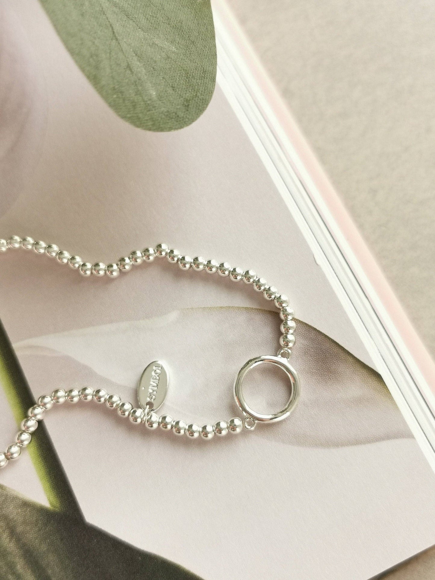 Send big hug /Circle Silver Beaded bracelet (Gift boxed)