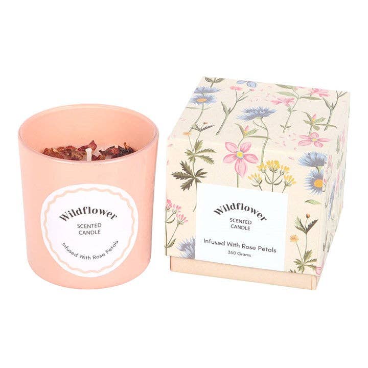 Wildflower Candle with Rose Petals