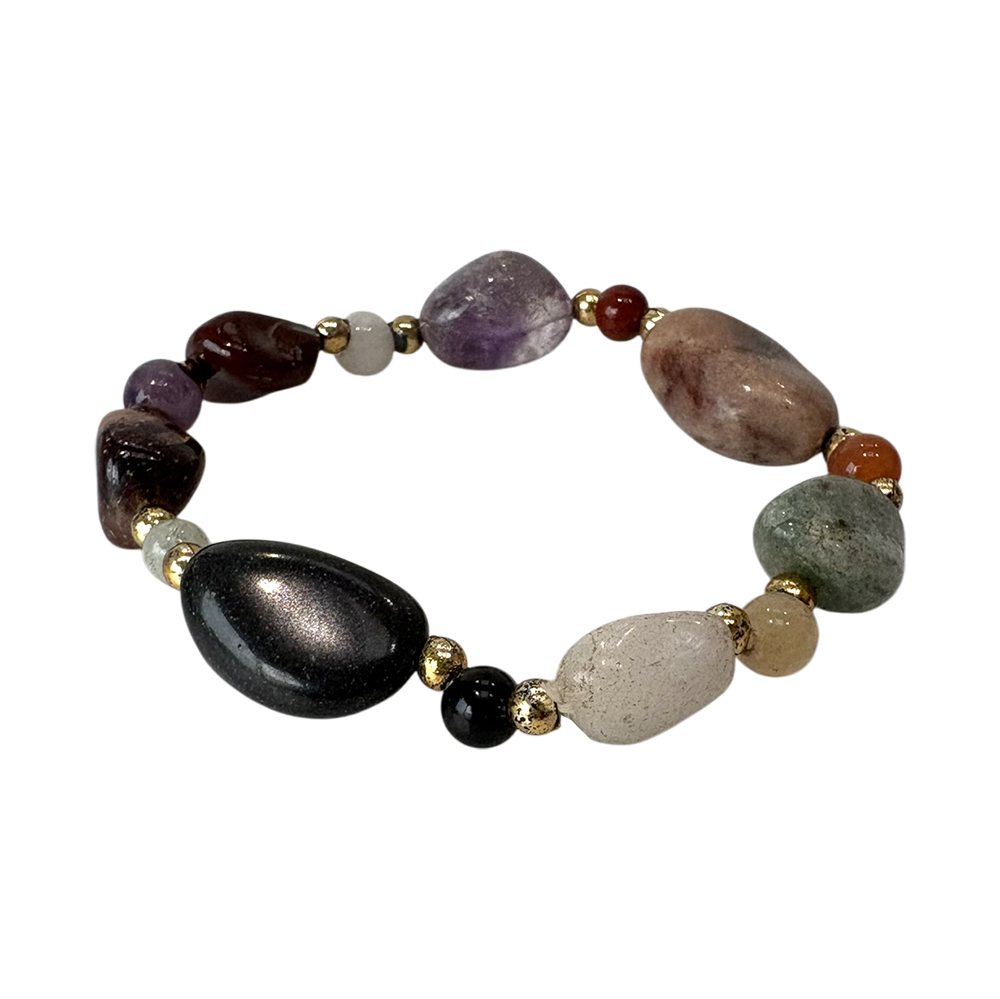 Mixed Tumbled Bracelet with Gold Accents